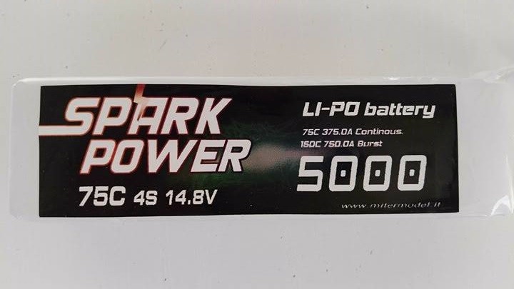SPARK POWER   Batteria Lipo 4S 5000 mAh 14.8V 75C spina tipo EC5 Special for EDF