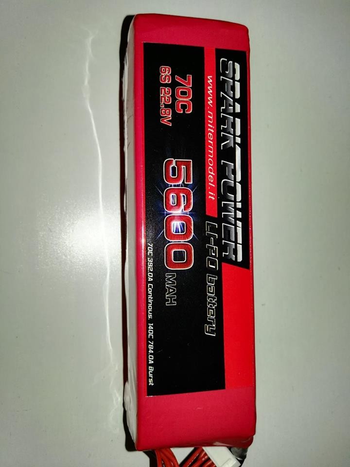 SPARK POWER   Batteria Lipo 6S 5600 mAh 22.8V 70C spina tipo EC5 HIGH VOLTAGE CELLE LIPO 4.38VOLT